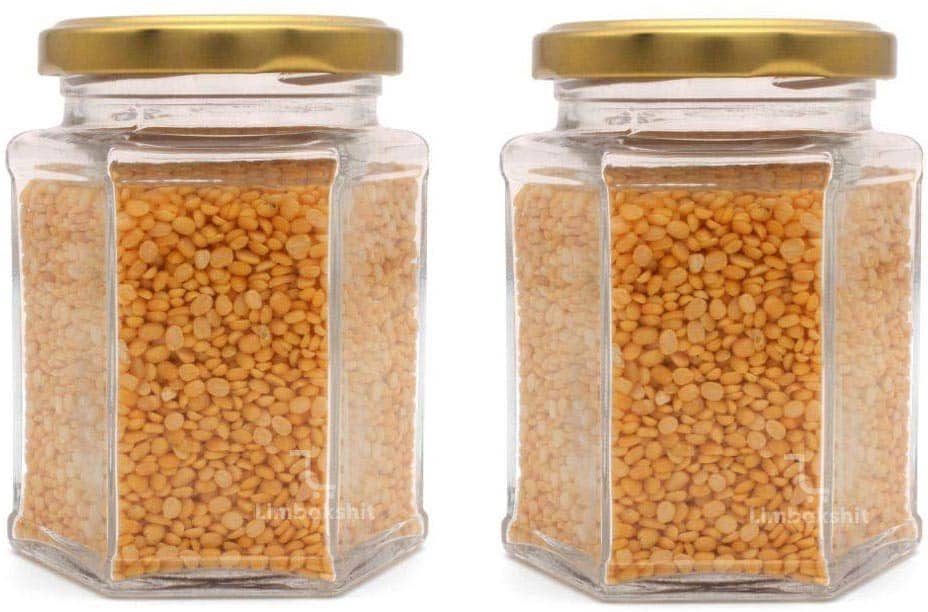 Somil Glass Container Glass Transparent Dal Container ( Set of 2 )