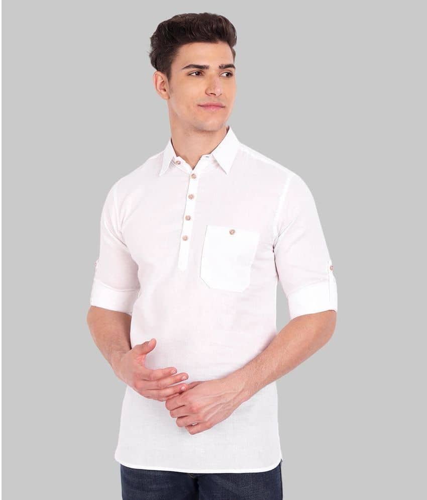 UNI VIBE Orange Cotton Men's Shirt Style Kurta ( Pack of 1 ) - Kurtas & Kurta Sets | Buy online on ZillyBuy