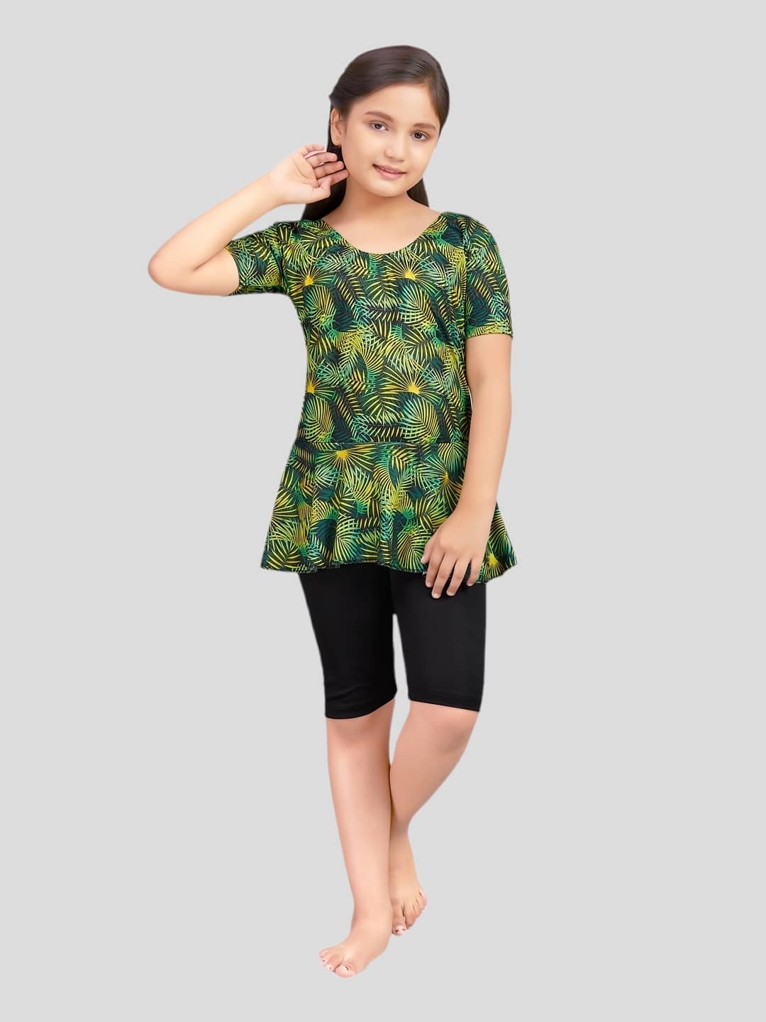 Aarika Girls Nylon 1 Piece Sets ( Green )