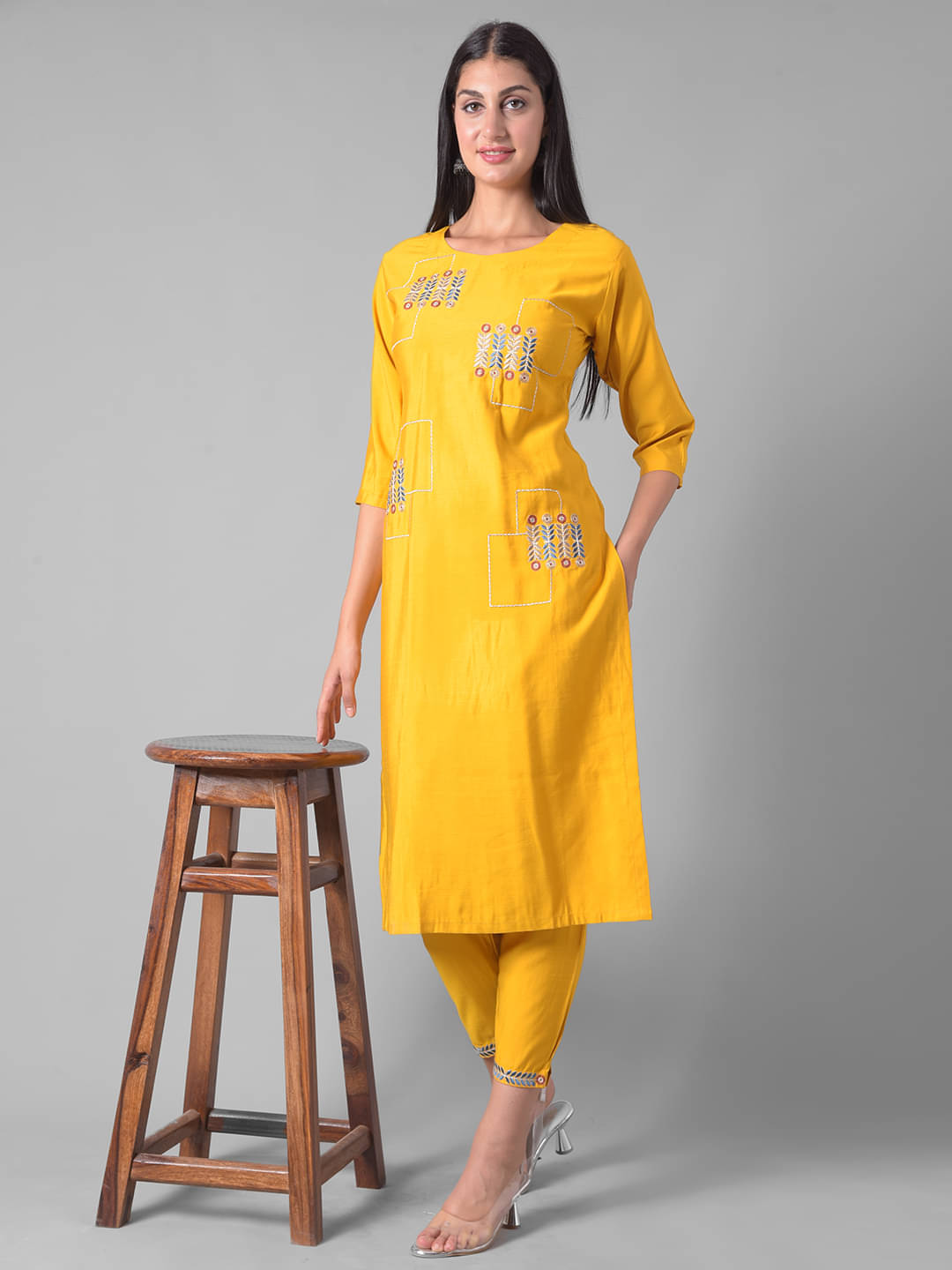 Dollar Missy Cotton Blend Self Design Straight Women's Kurti - Mustard ( Pack of 1 ) Dollar Missy Cotton Blend Self Design Straight Women's Kurti - Mustard ( Pack of 1 )
