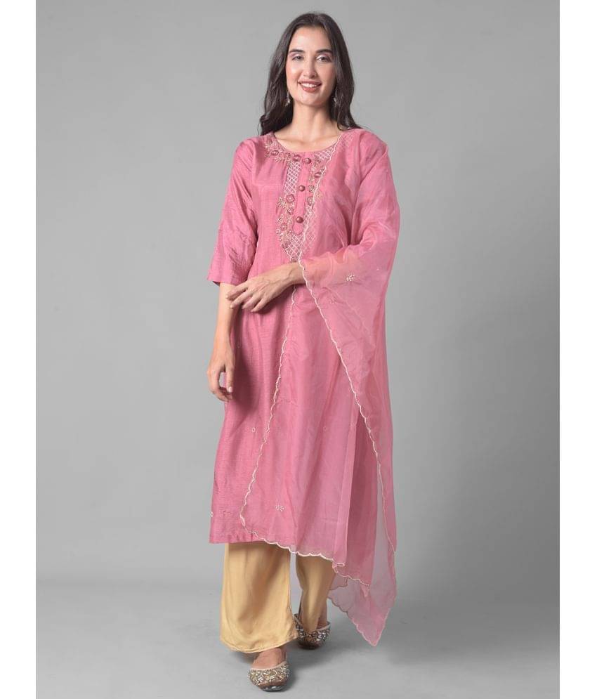     			Dollar Missy Cotton Blend Self Design Straight Women's Kurti - Purple ( Pack of 1 )