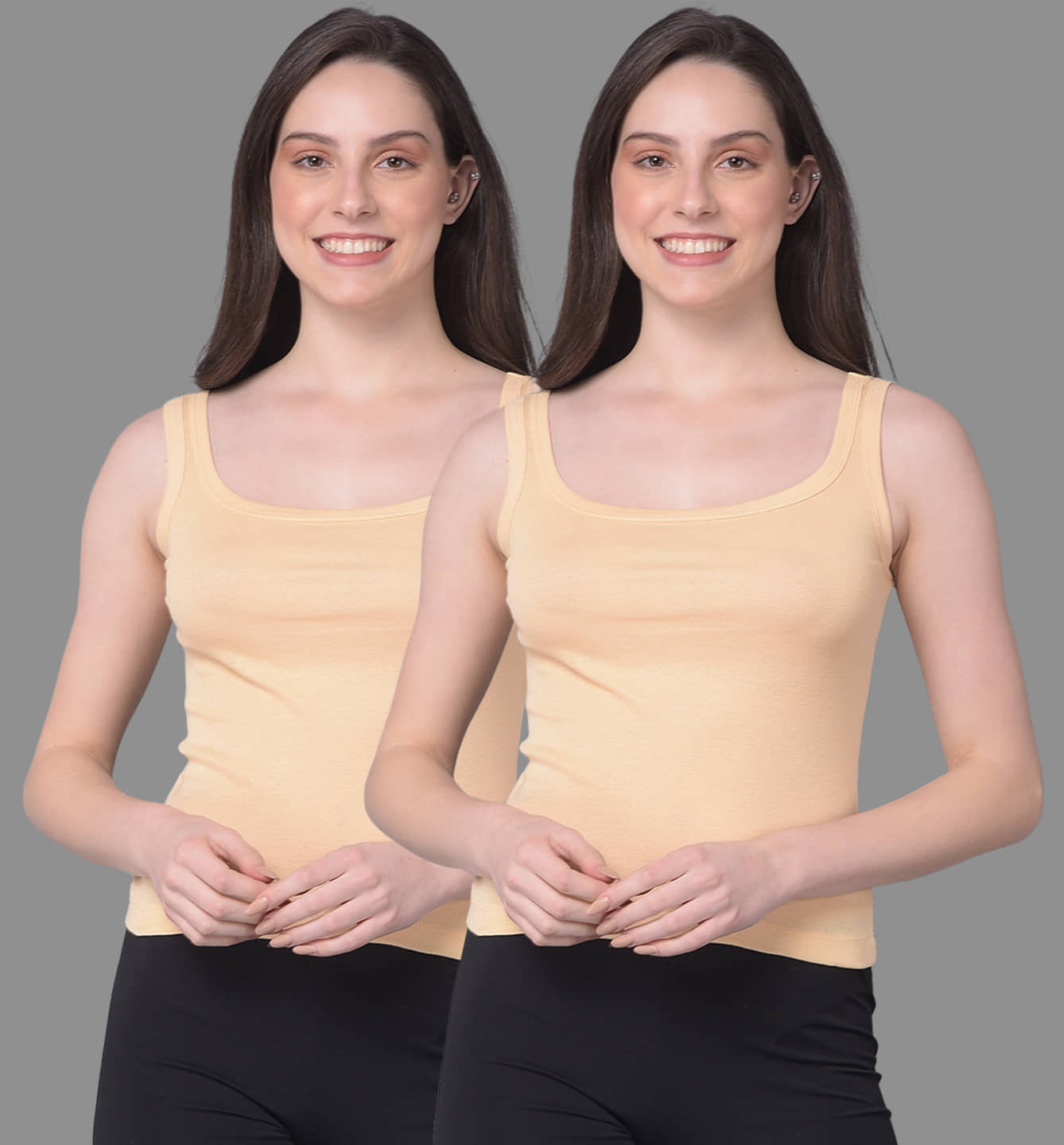 Dollar Missy Cotton Camisoles - Beige Pack of 2