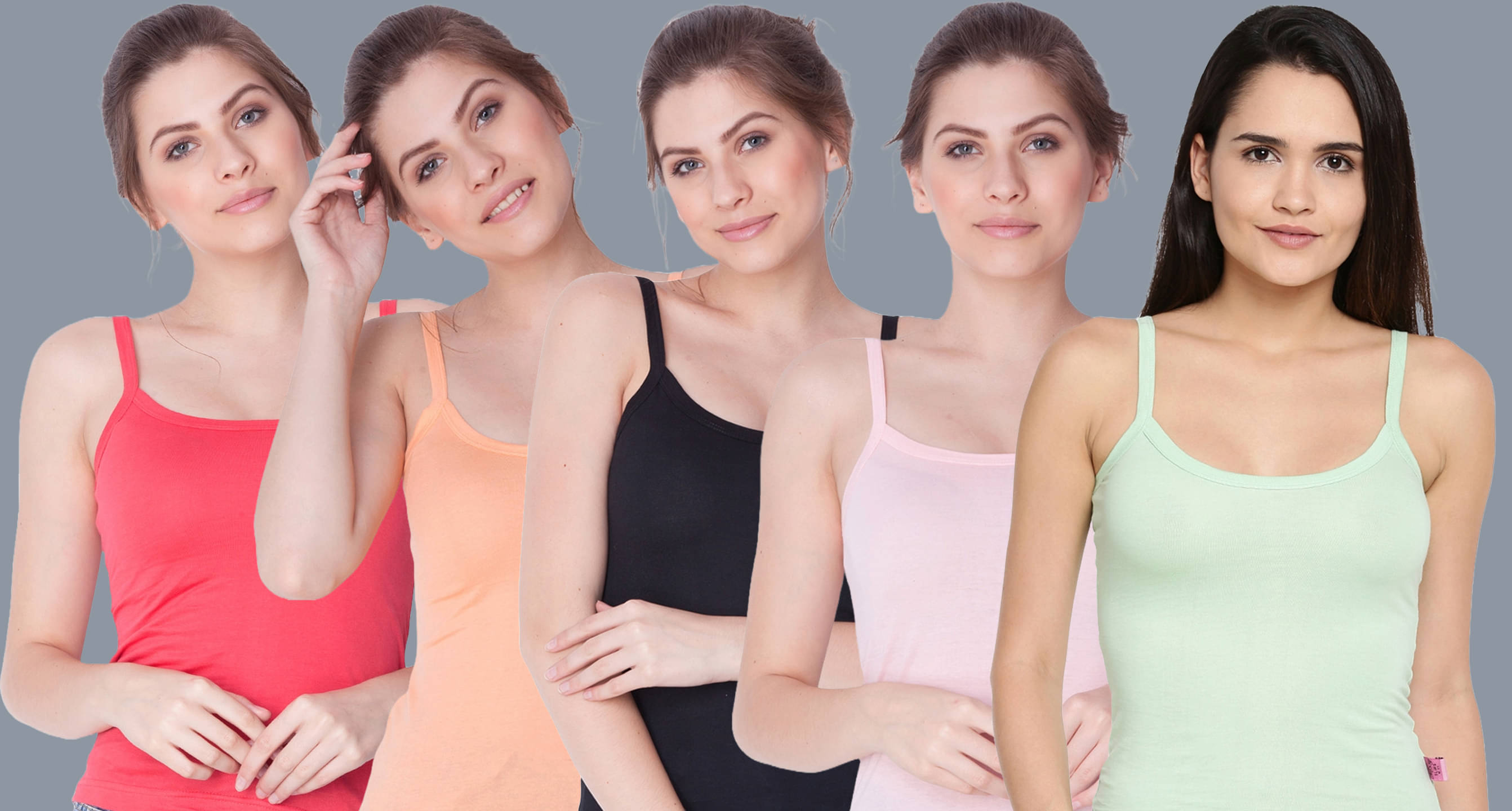 Dollar Missy Cotton Camisoles - Multi Color Pack of 5 Dollar Missy Cotton Camisoles - Multi Color Pack of 5