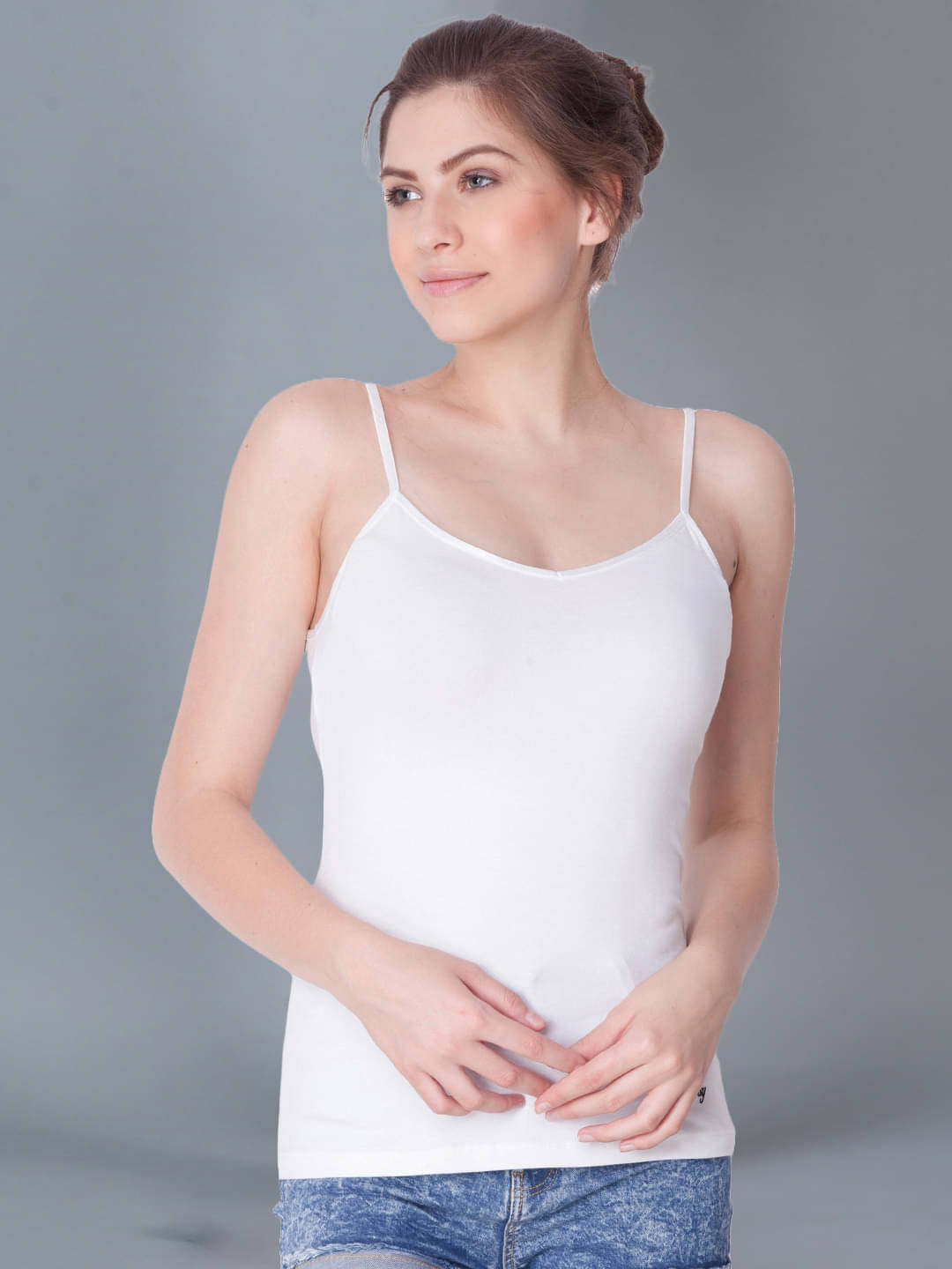    			Dollar Missy Cotton Camisoles - White Single