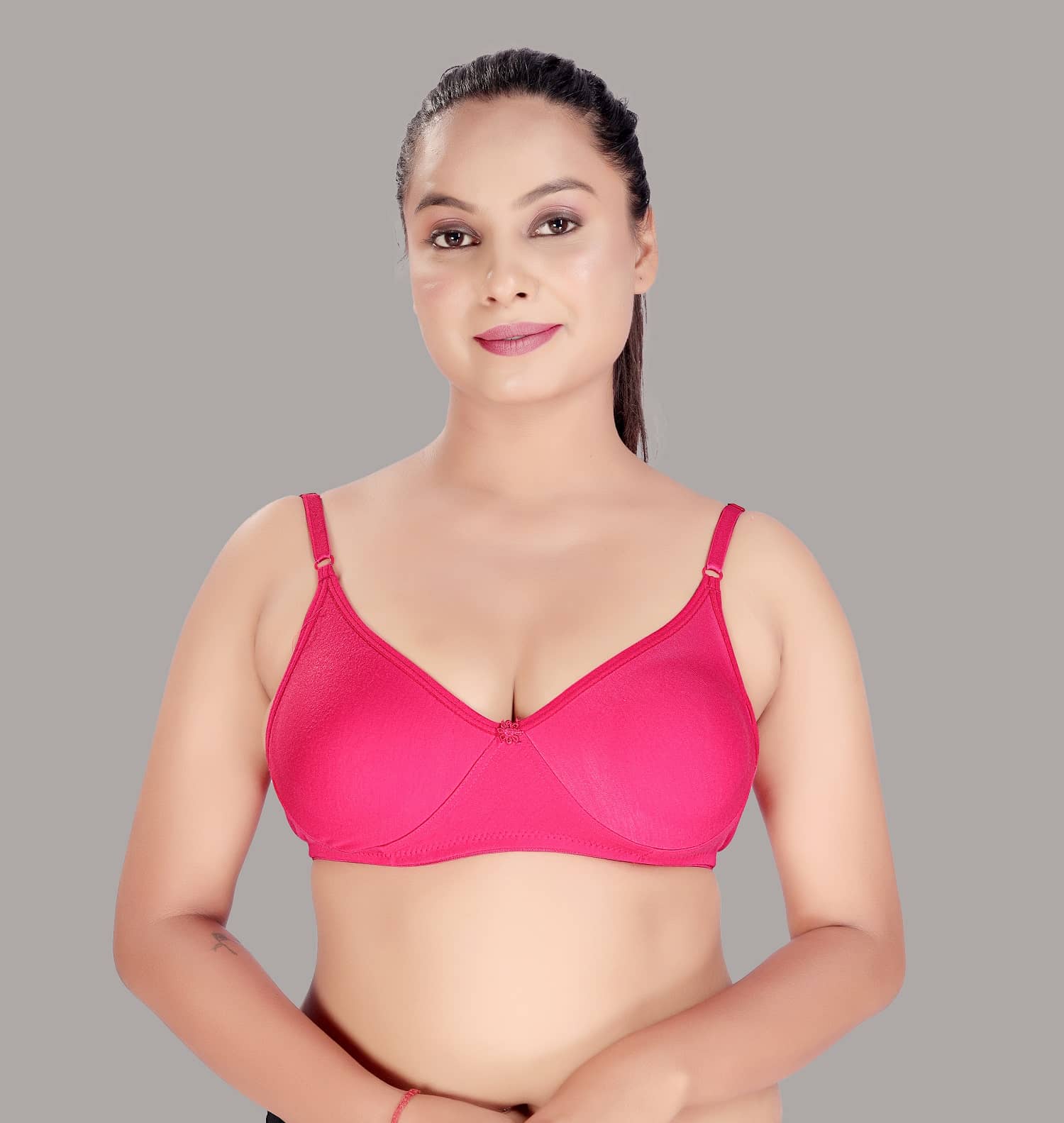 HAYA Cotton Non Padded Women's Push Up Bra ( Pink )