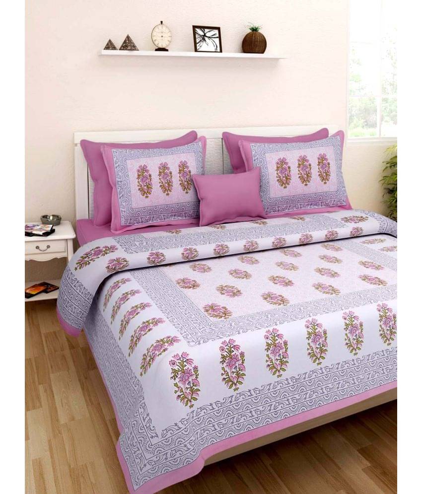     			Uniqchoice Cotton 1 Double Bedsheet with 2 Pillow Covers ( Pink )