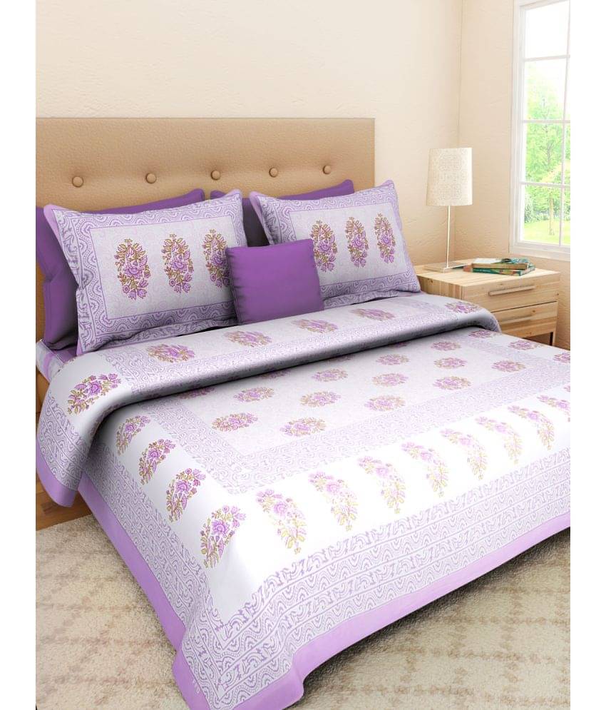     			Uniqchoice Cotton 1 Double Bedsheet with 2 Pillow Covers ( Purple )