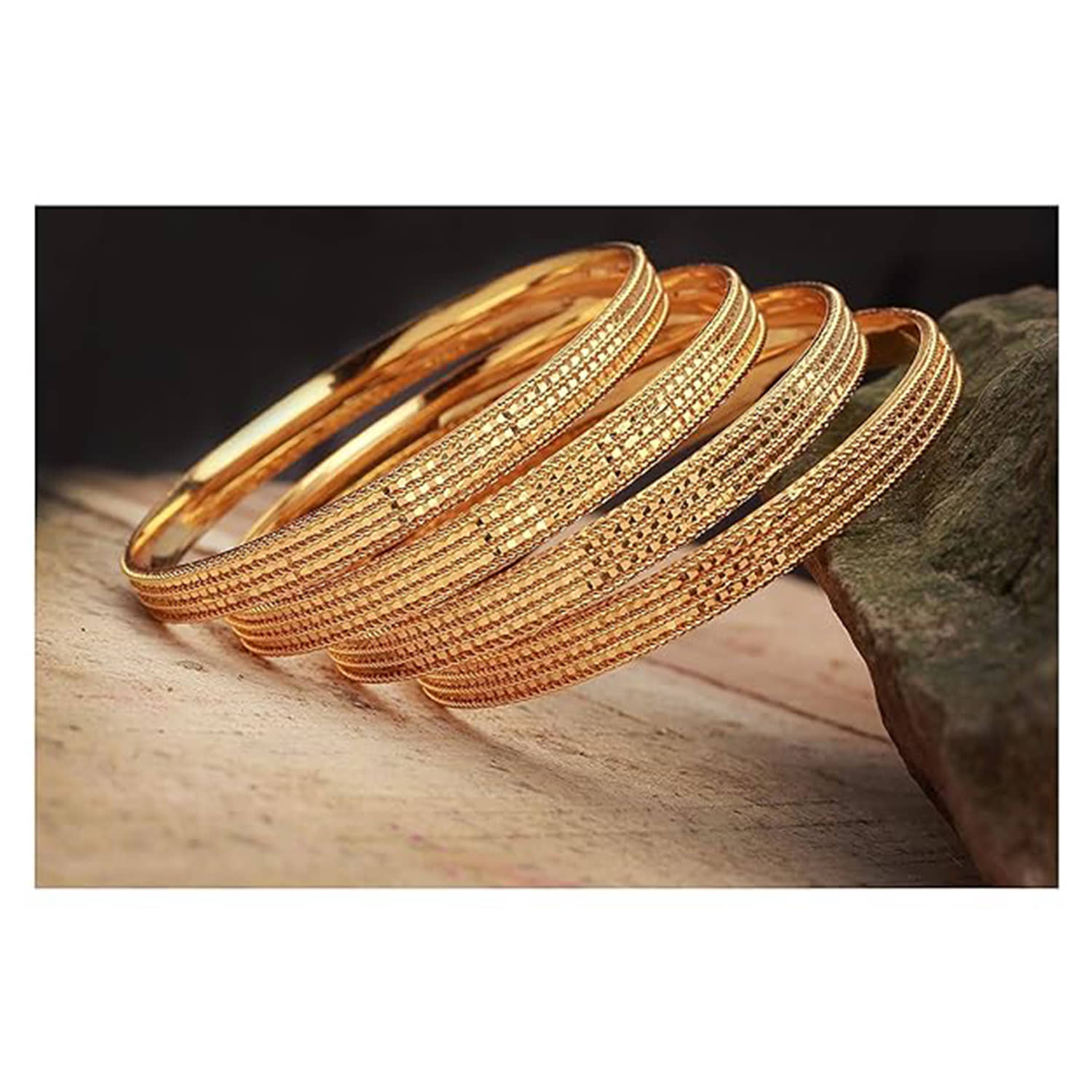 JFL - Jewellery For Less Gold Bangle Set ( Pack of 4 ) - Bangles & Bracelets | Buy online on ZillyBuy
