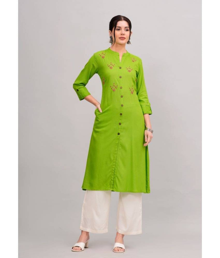 MAUKA Rayon Solid Kurti With Palazzo Women's Stitched Salwar Suit - Green ( Pack of 1 ) MAUKA Rayon Solid Kurti With Palazzo Women's Stitched Salwar Suit - Green ( Pack of 1 )