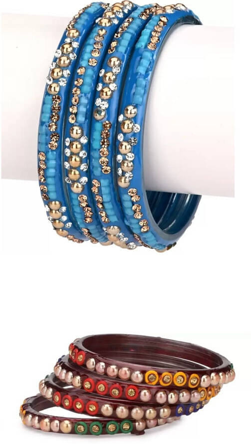     			Somil Blue Bangle ( Pack of 8 )