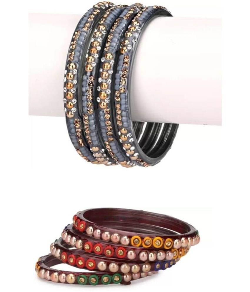Somil Grey Melange Bangle ( Pack of 8 ) Somil Grey Melange Bangle ( Pack of 8 )