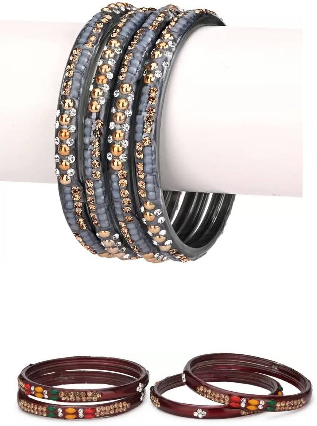 Somil Grey Melange Bangle ( Pack of 8 ) Somil Grey Melange Bangle ( Pack of 8 )