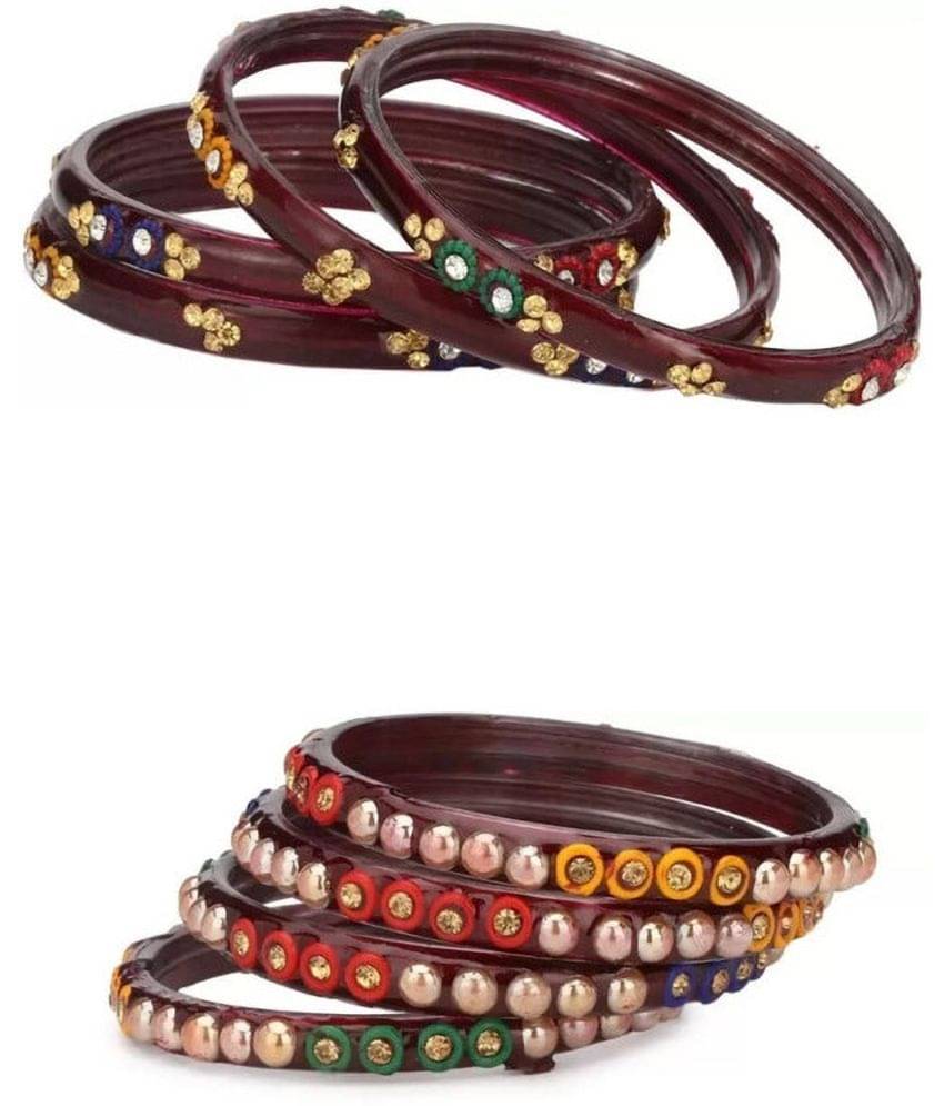 Somil Maroon Bangle ( Pack of 8 ) Somil Maroon Bangle ( Pack of 8 )