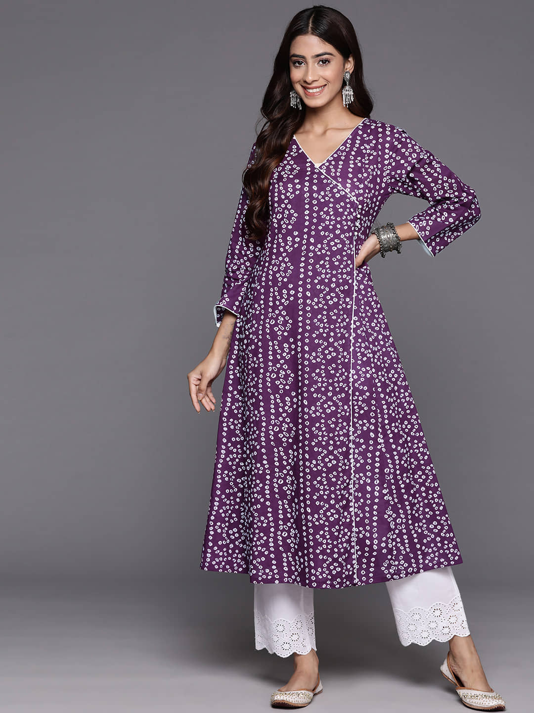 Varanga Cotton Printed Anarkali Women's Kurti - Purple ( Pack of 1 ) - Kurtis, Tunics | Buy online on ZillyBuy