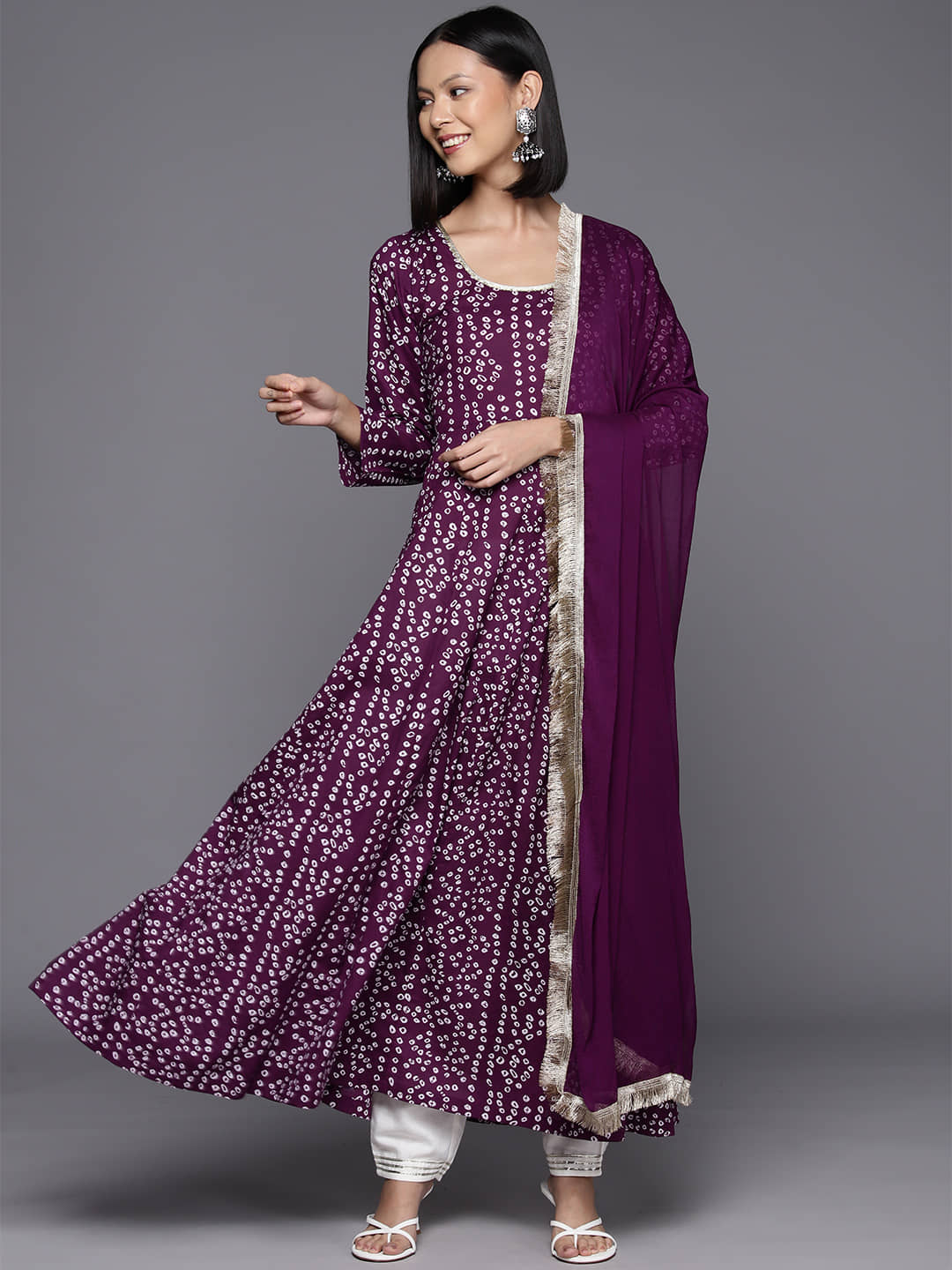 Varanga Cotton Printed Anarkali Women's Kurti - Purple ( Pack of 1 ) - Kurtis, Tunics | Buy online on ZillyBuy