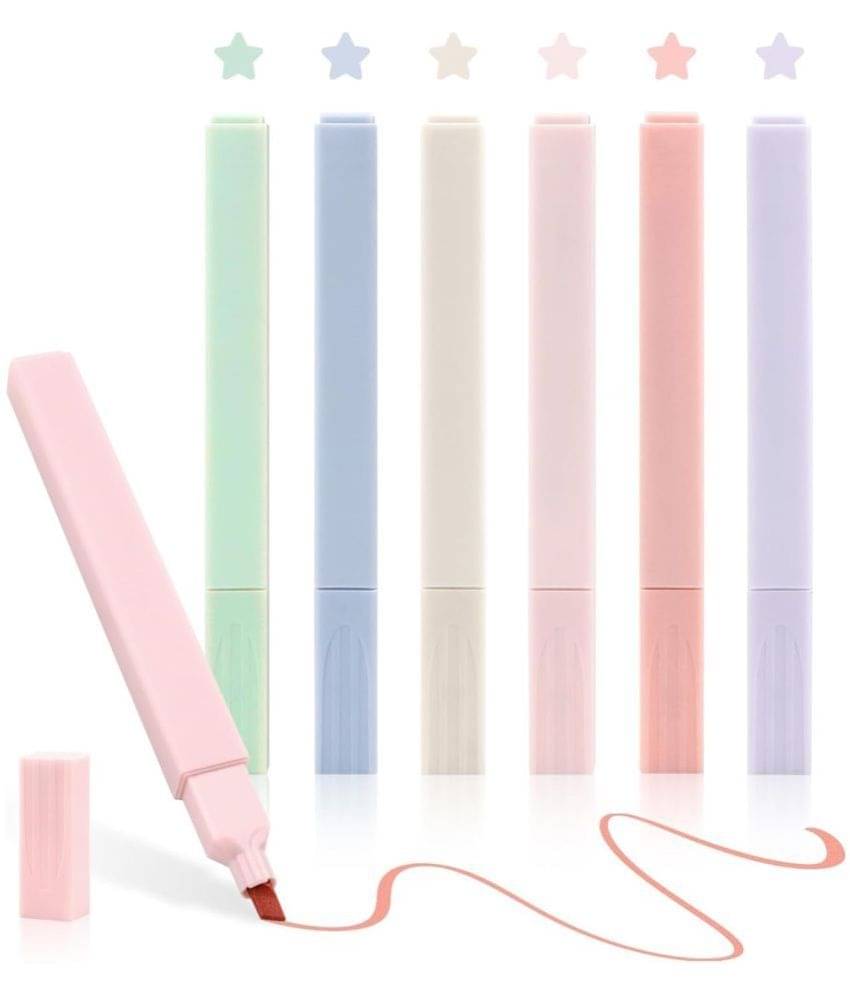     			THR3E STROKES 6 Pcs Highlighters, Aesthetic Pastel Cute Highlighter for Bible and Pens No Bleed, with Assorted Colors, Dry Fast Easy to Hold for Journal Planner Notes School Office Supplies