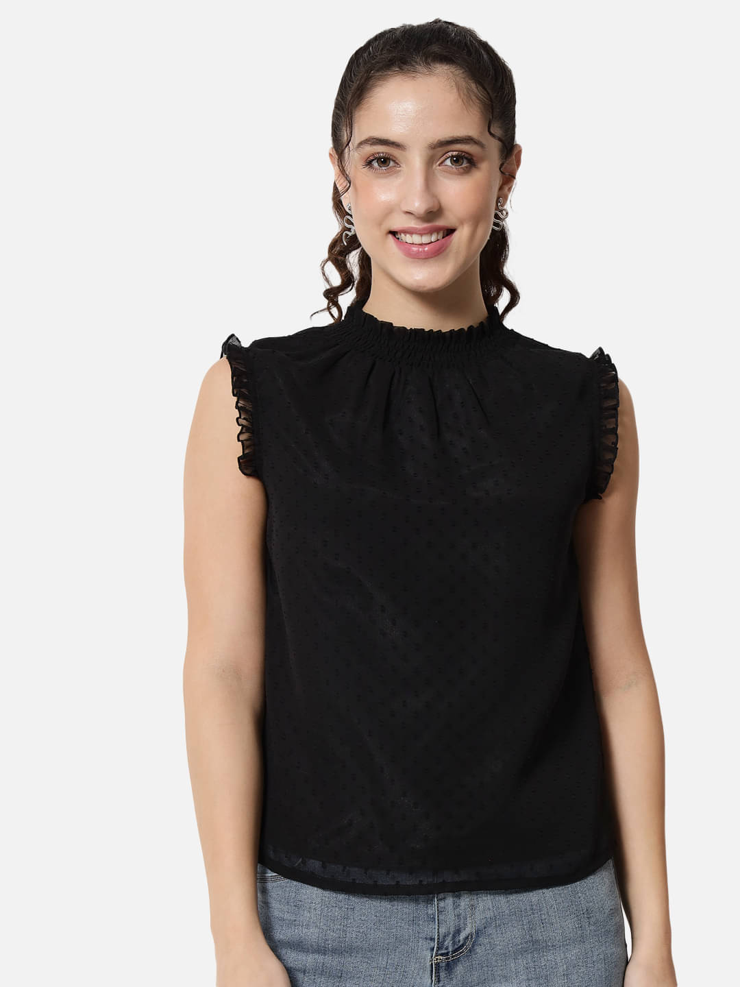     			ALL WAYS YOU Women's Georgette Regular Top ( Black )