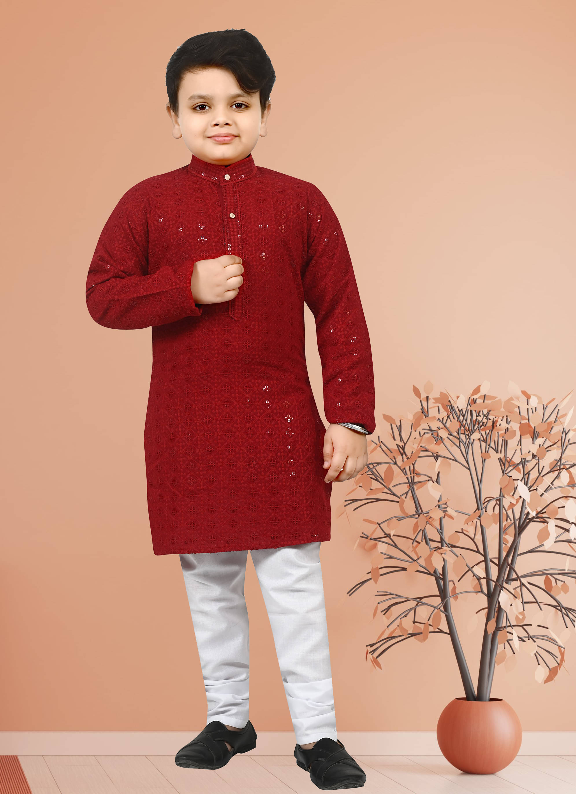 Arshia Fashions Pack of 1 Boys Rayon ( Red )     			Arshia Fashions Pack of 1 Boys Rayon ( Red )