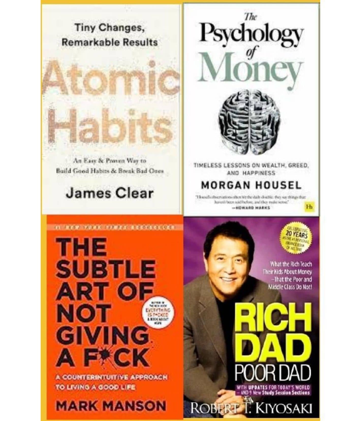 Atomic Habits + The Psychology of Money + The Subtle Art + Rich Dad Poor Dad - Stationery | Buy online on ZillyBuy