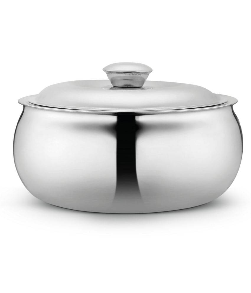 Classic Essentials Belly Casserole Silver Steel Serve Casserole ( Set of 1 , 3000 mL ) Classic Essentials Belly Casserole Silver Steel Serve Casserole ( Set of 1 , 3000 mL )