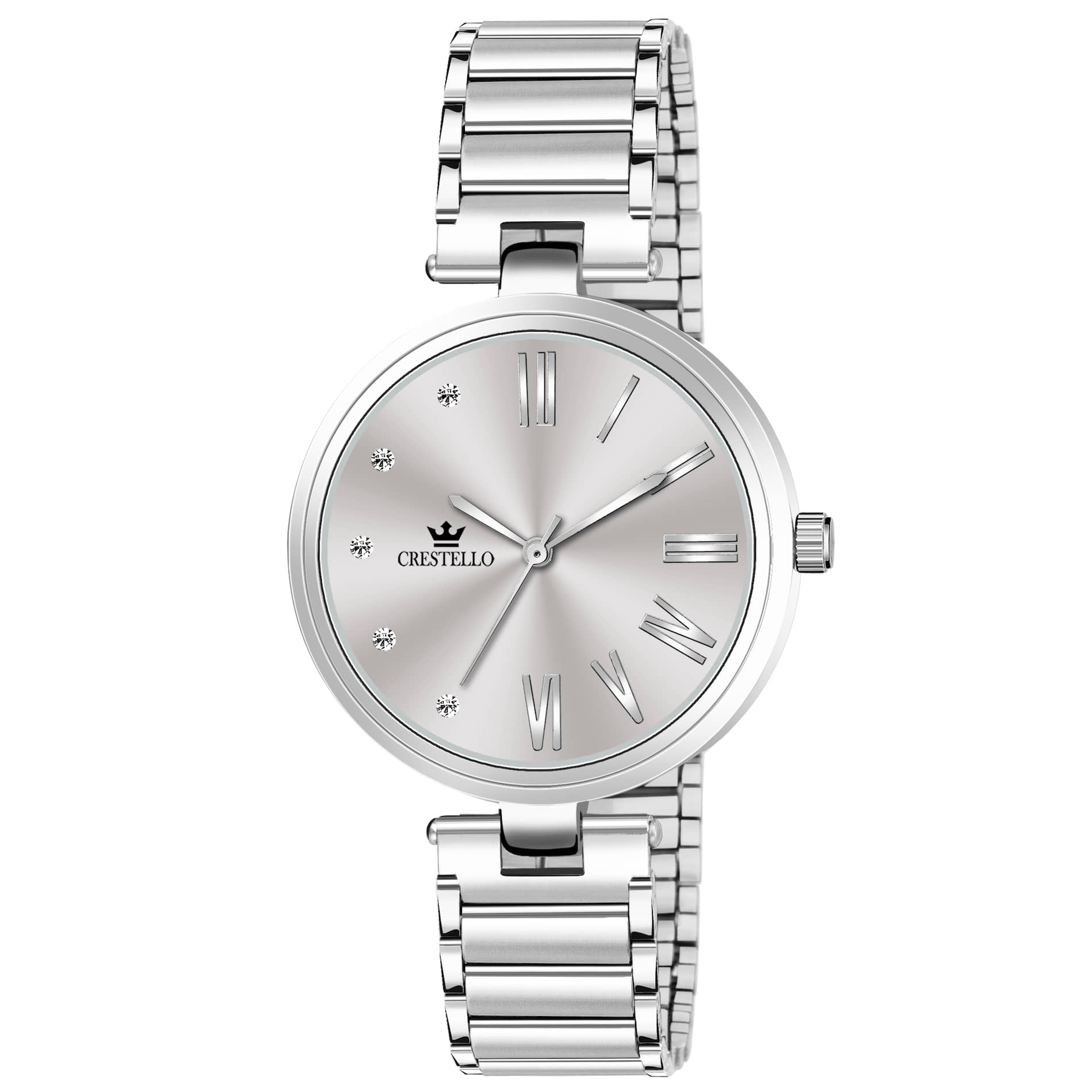 Crestello Silver Metal Analog Womens Watch