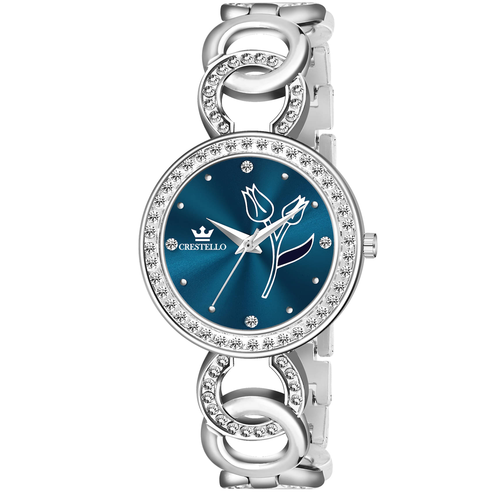     			Crestello Silver Metal Analog Womens Watch