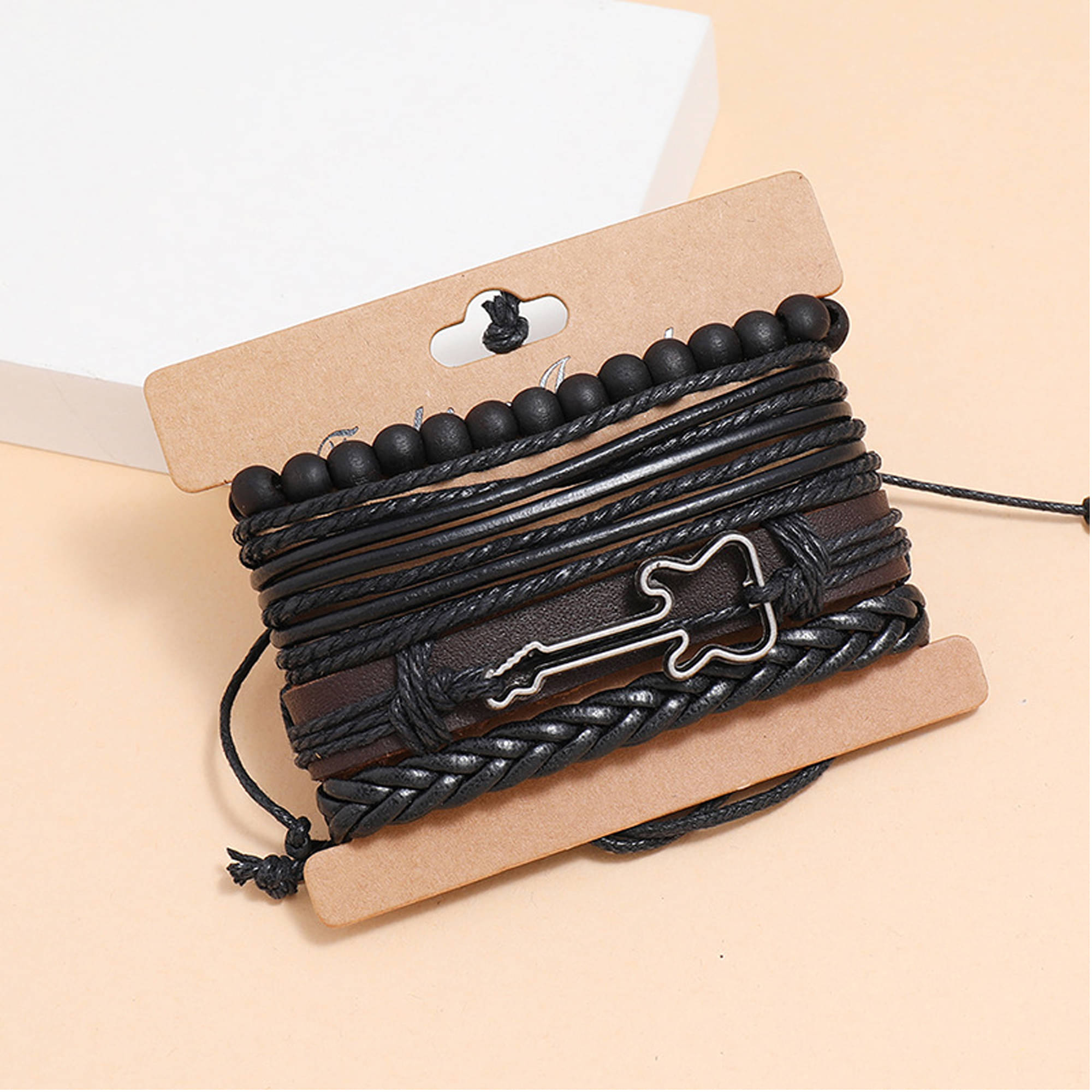     			FASHION FRILL Black Bracelet ( Pack of 4 )