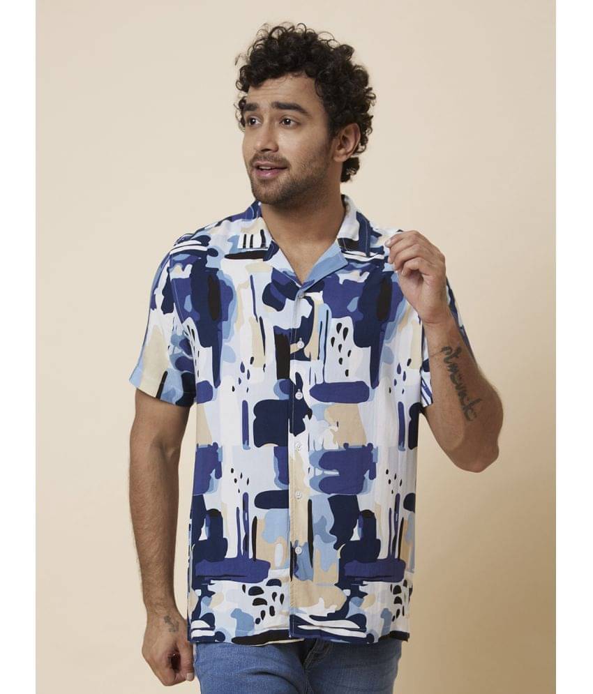     			Globus Viscose Regular Fit Printed Half Sleeves Men's Casual Shirt - Navy ( Pack of 1 )