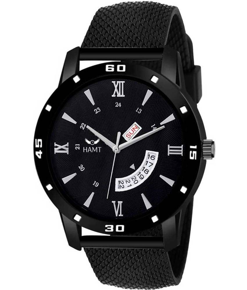     			HAMT Black Leather Analog Men's Watch