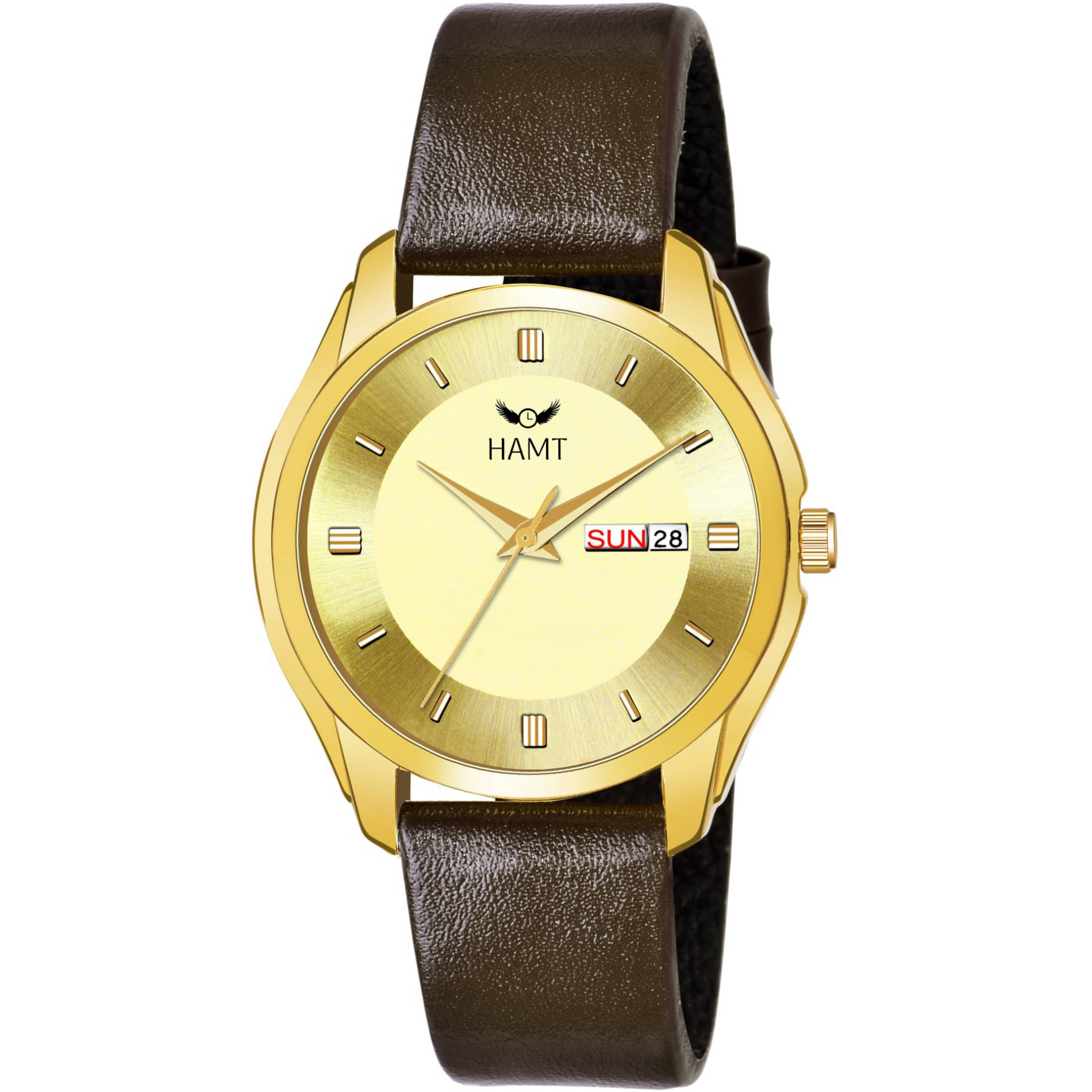     			HAMT Brown Leather Analog Men's Watch
