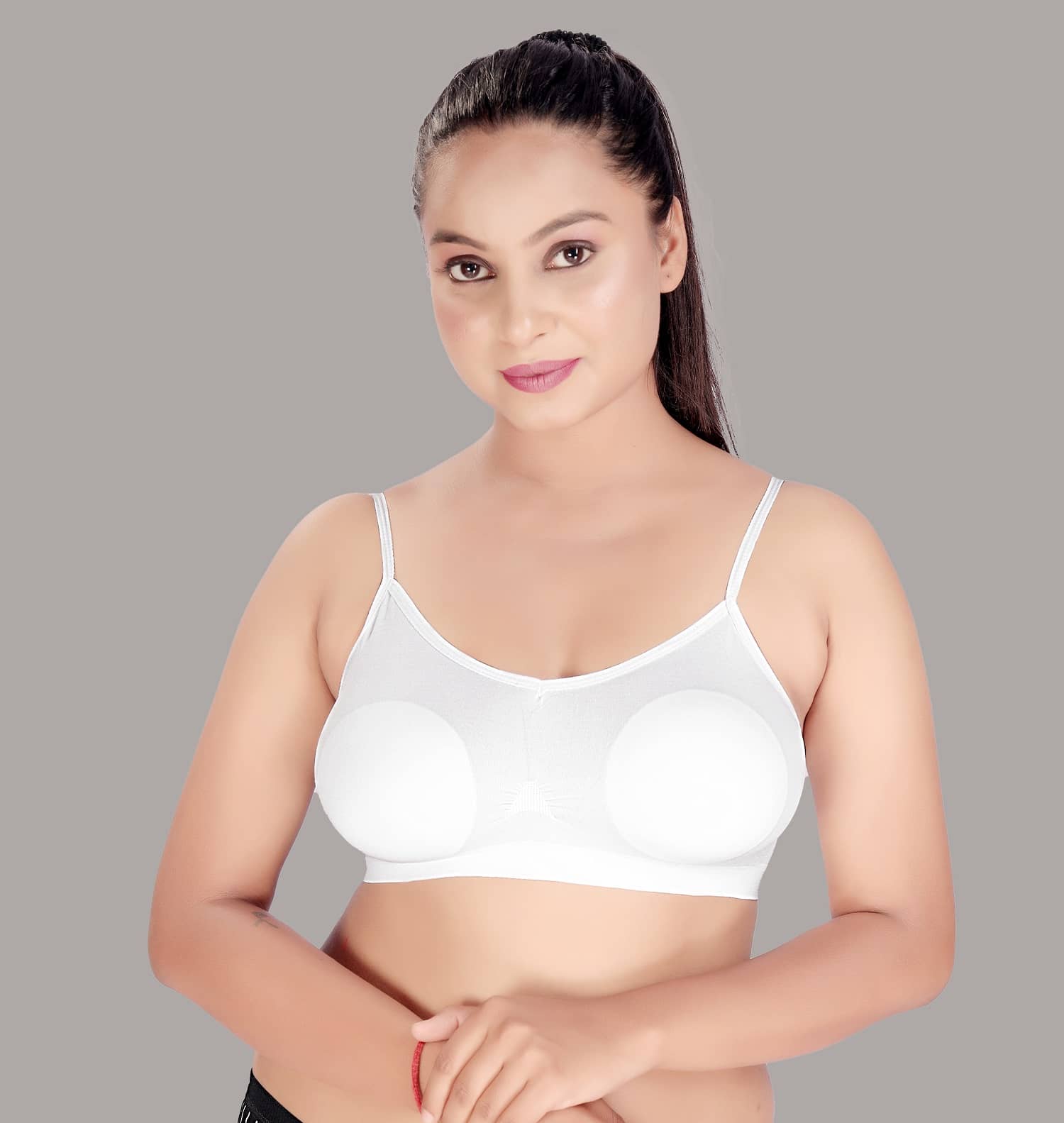 HAYA Polyester Non Padded Women's Cami bra ( White )