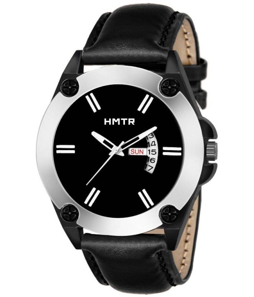     			HMTr Black Leather Analog Men's Watch