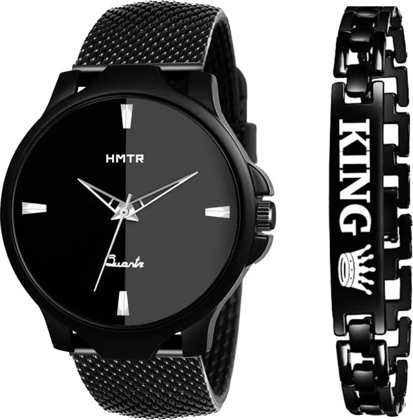     			HMTr Black Rubber Analog Men's Watch