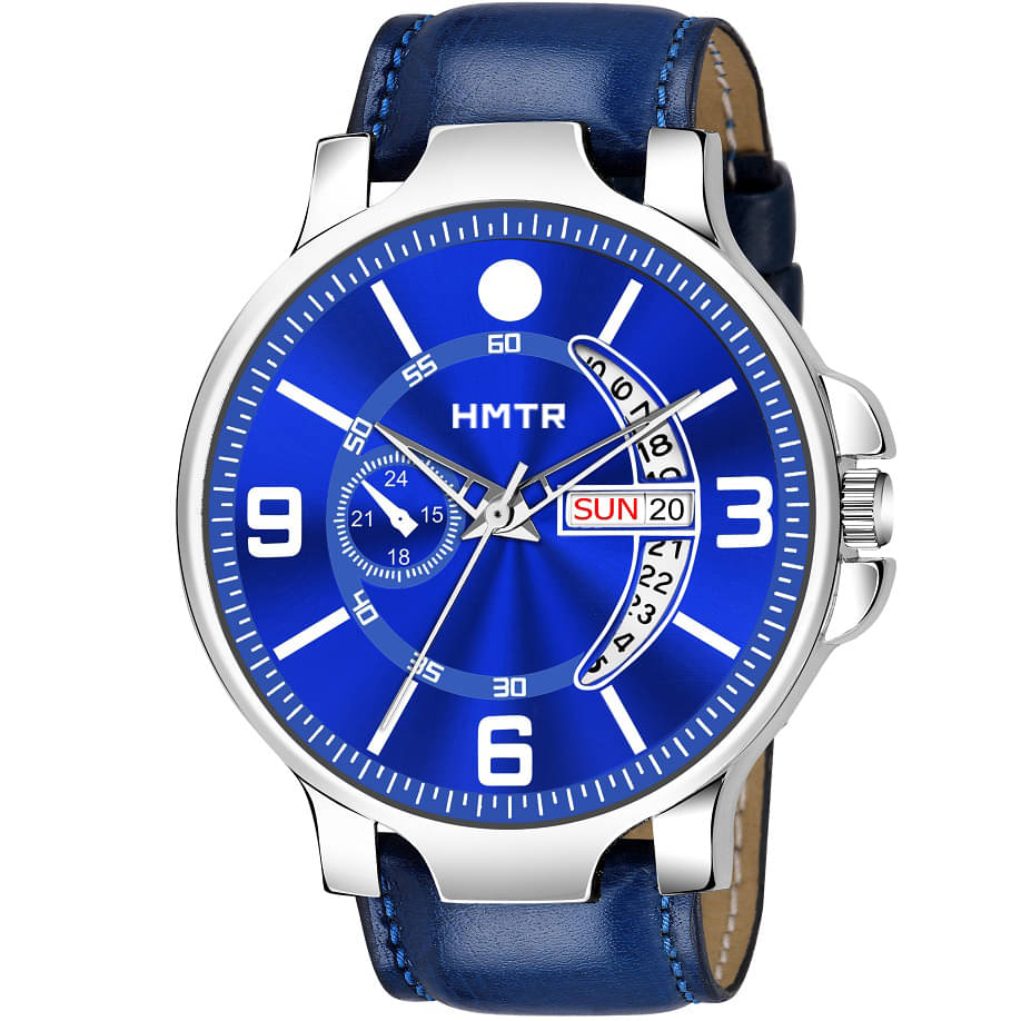     			HMTr Blue Leather Analog Men's Watch