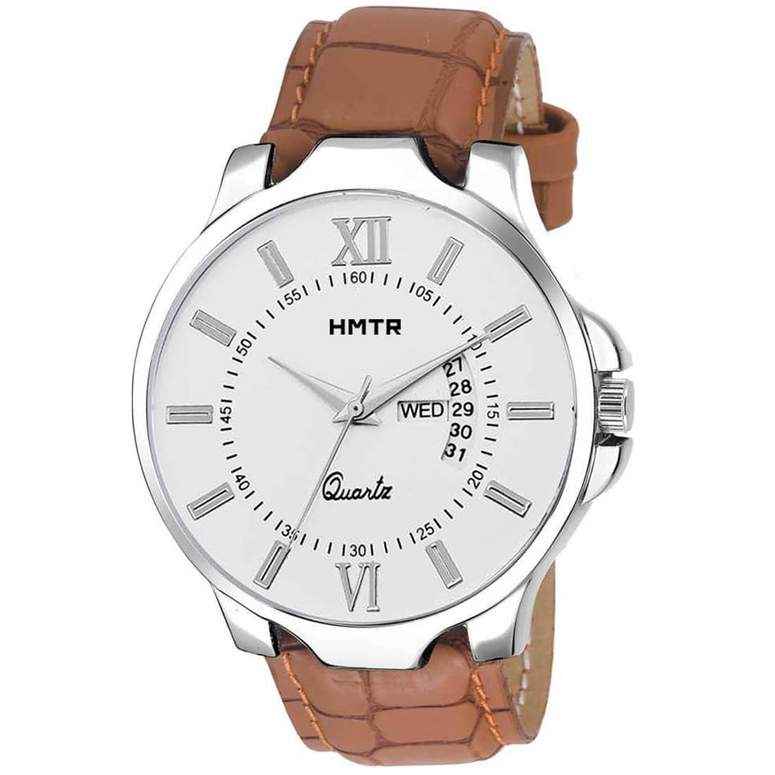     			HMTr Brown Leather Analog Men's Watch