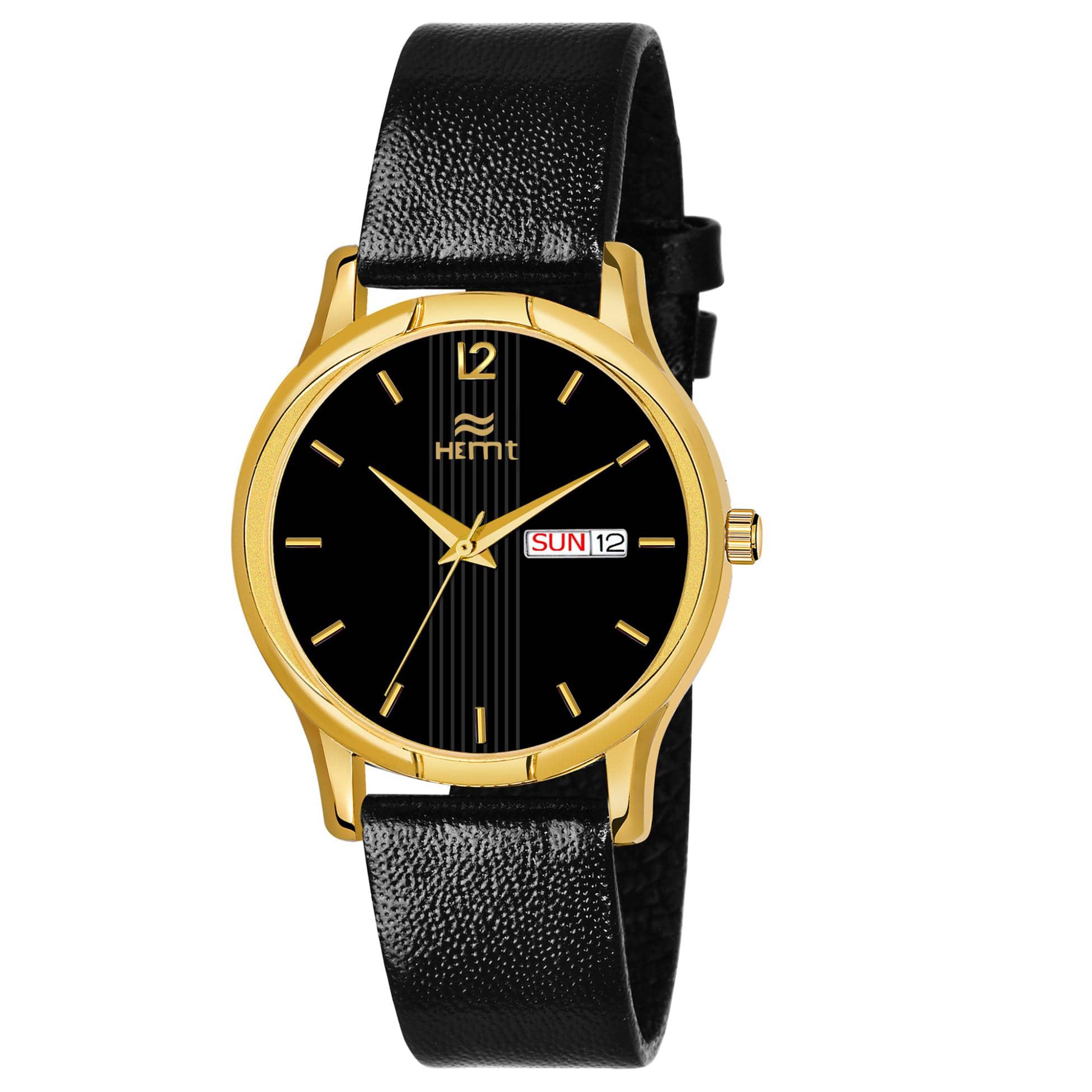 Hemt Black Leather Analog Men's Watch