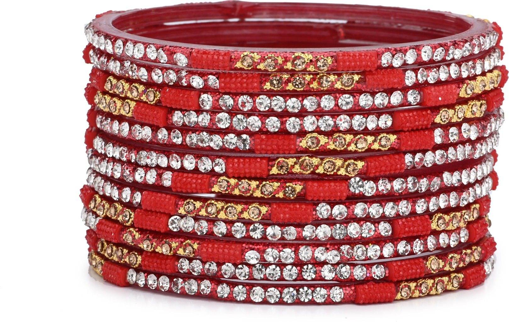 Somil Red Bangle Set ( Pack of 12 ) Somil Red Bangle Set ( Pack of 12 )