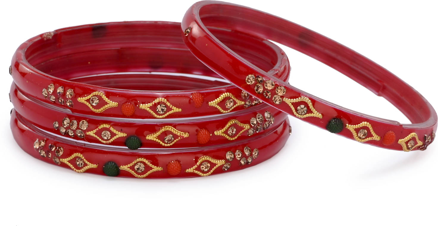 Somil Red Bangle Set ( Pack of 4 ) Somil Red Bangle Set ( Pack of 4 )