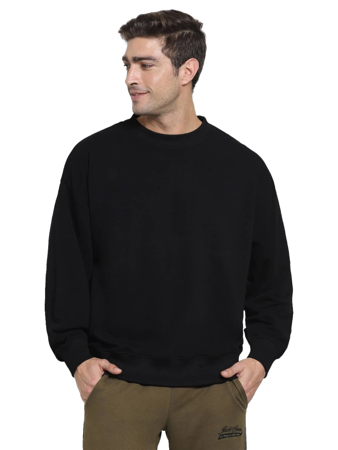 Trond Fleece Round Neck Men's Sweatshirt - Black ( Pack of 1 )