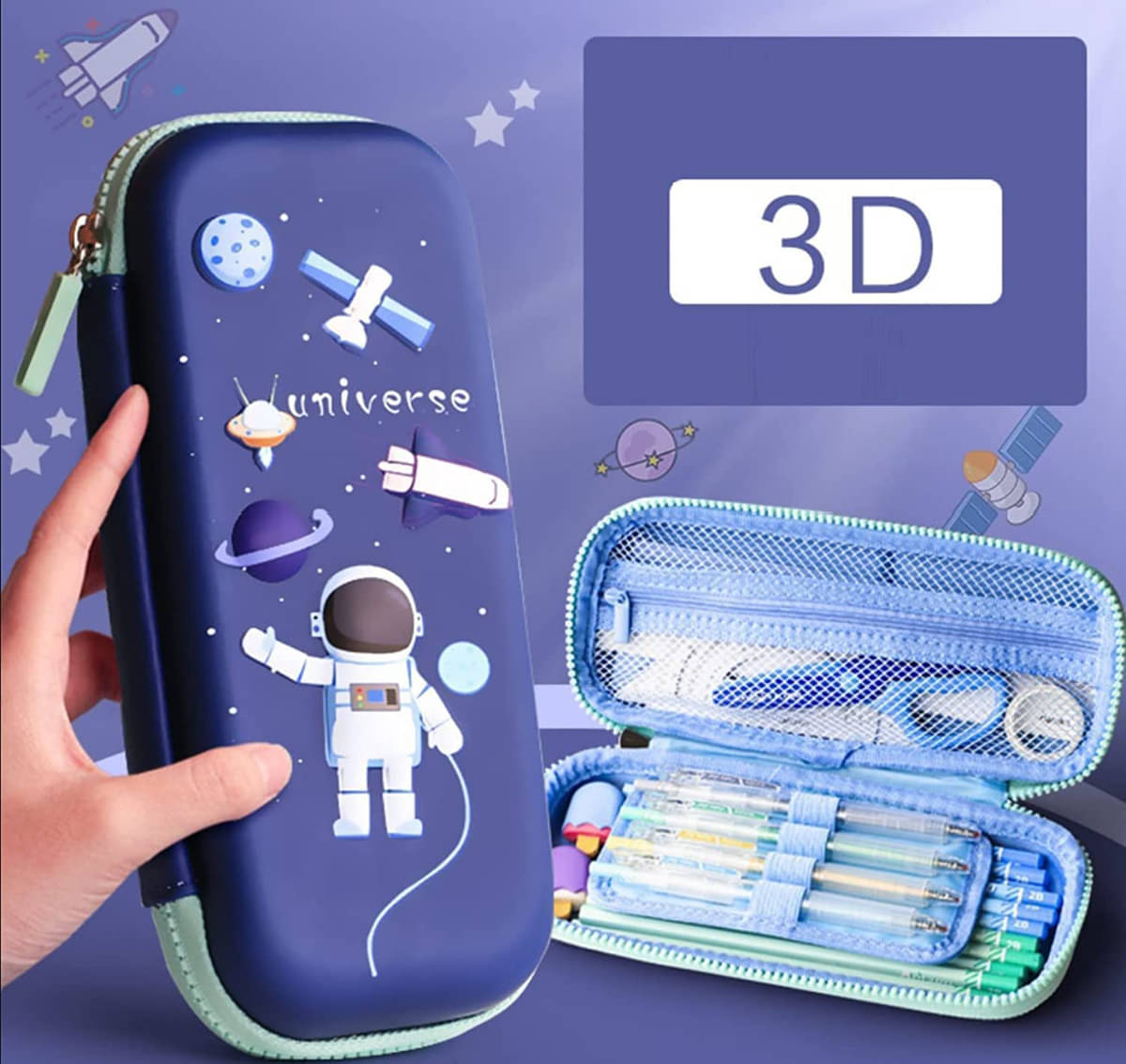     			Villy 3D EVA Space Pencil Case for Kids - Pencil Pouch