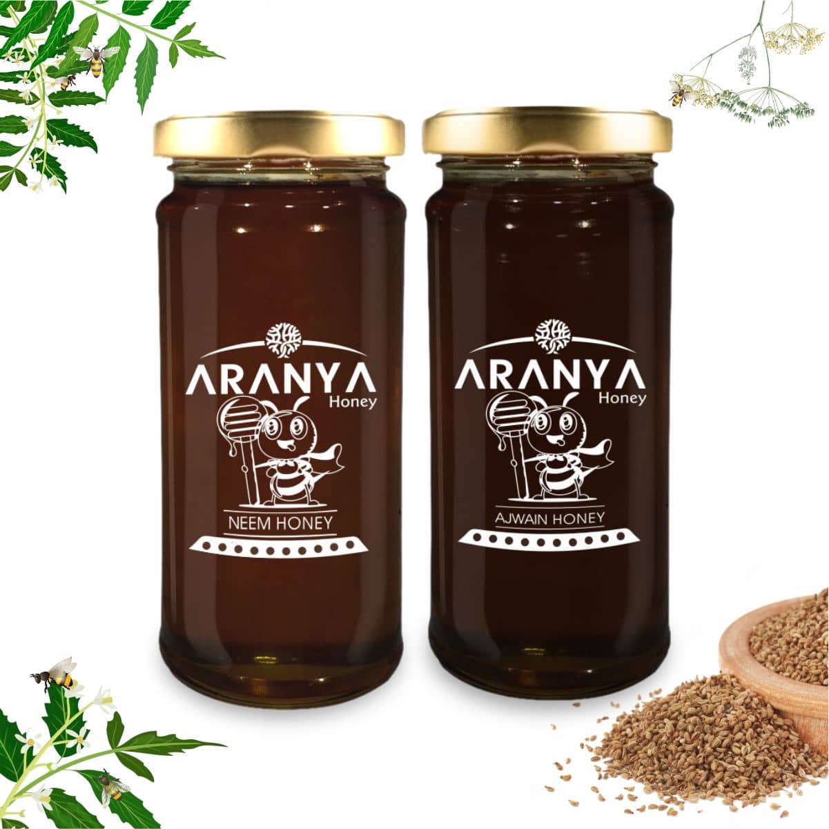 Aranya Ajwain and Neem Honey Combo 600 g Pack of 2
