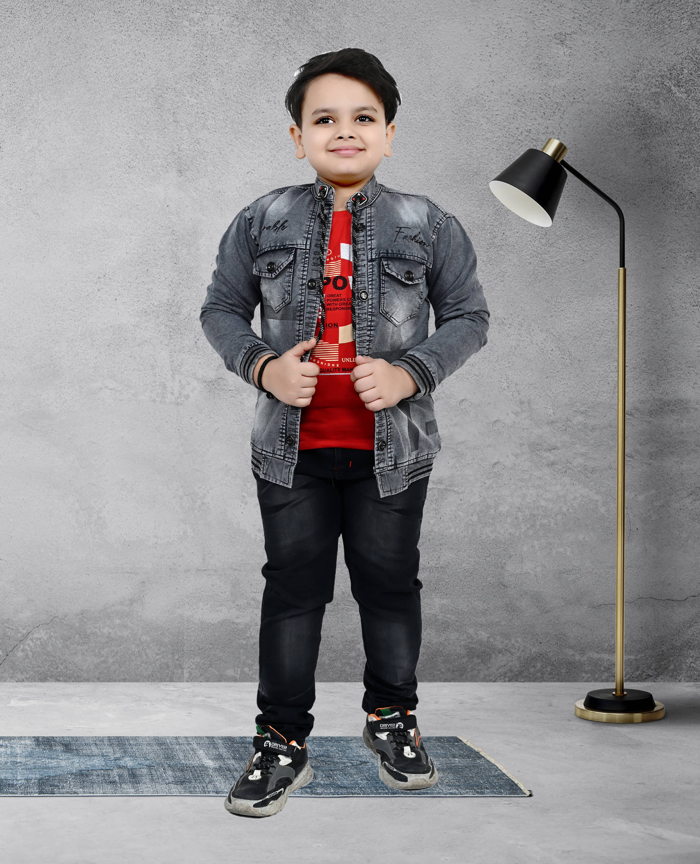Arshia Fashions Pack of 1 Boys Denim T-Shirt & Jeans Set ( Brown )