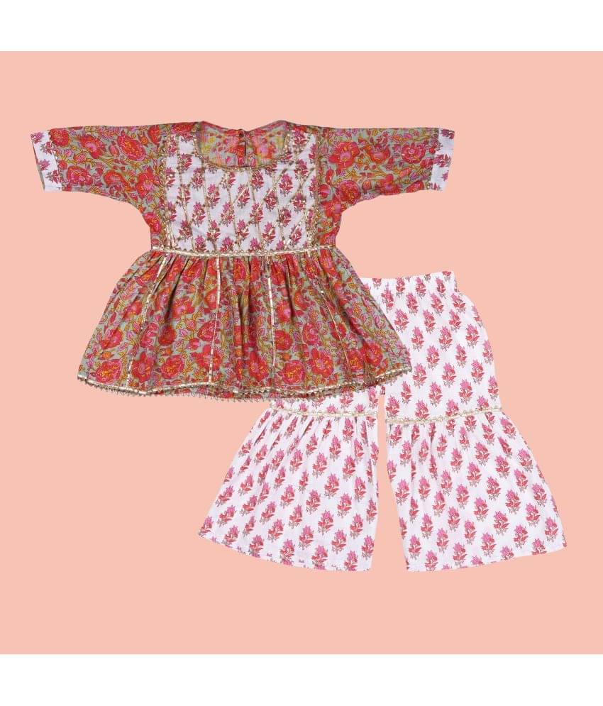     			Arshia Fashions Girls Cotton Blend Kurta and Sharara Set ( Pack of 1 , Red )