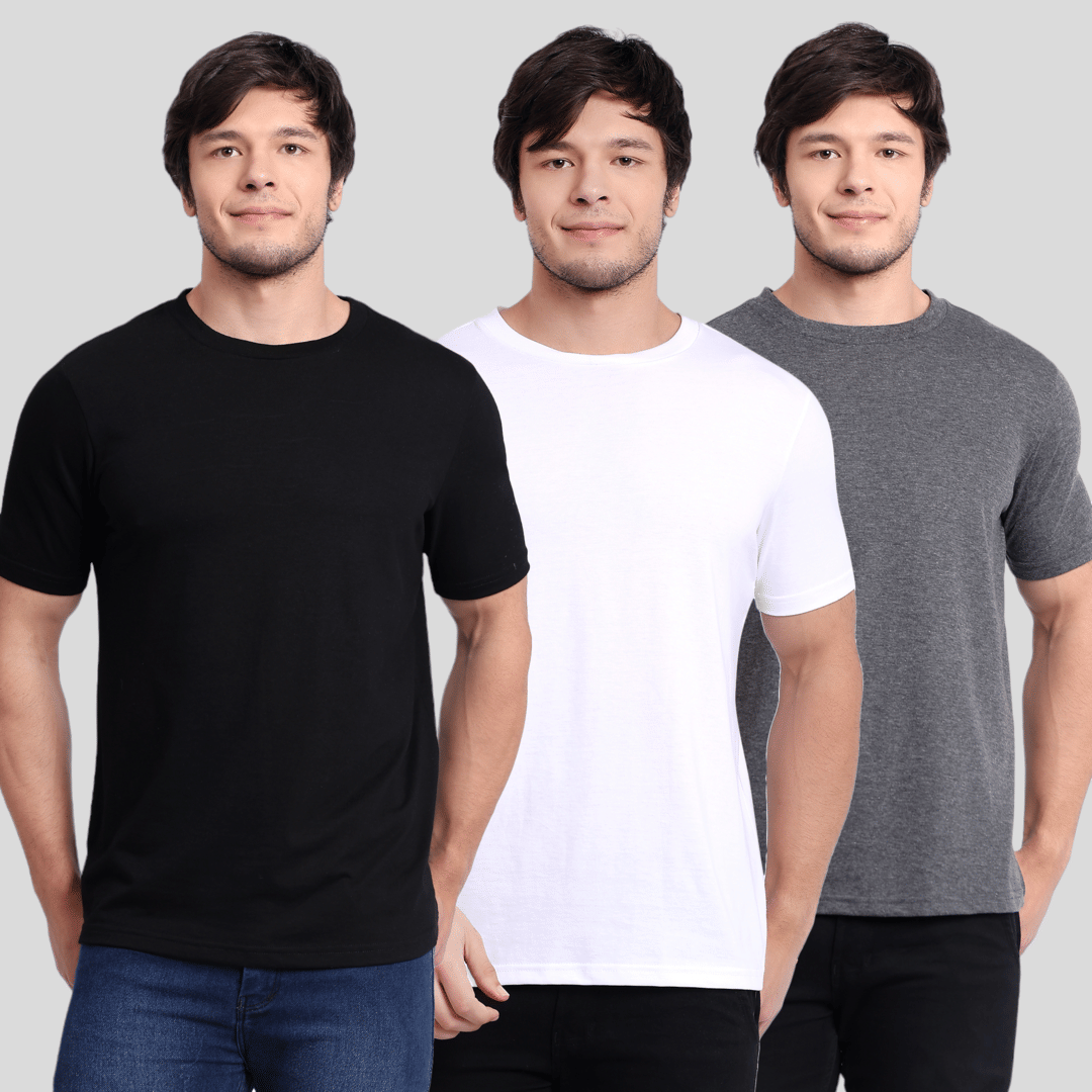 Betrost Pack of 3 100% Cotton Regular Fit Men's T-Shirt ( Melange Grey ) Betrost Pack of 3 100% Cotton Regular Fit Men's T-Shirt ( Melange Grey )