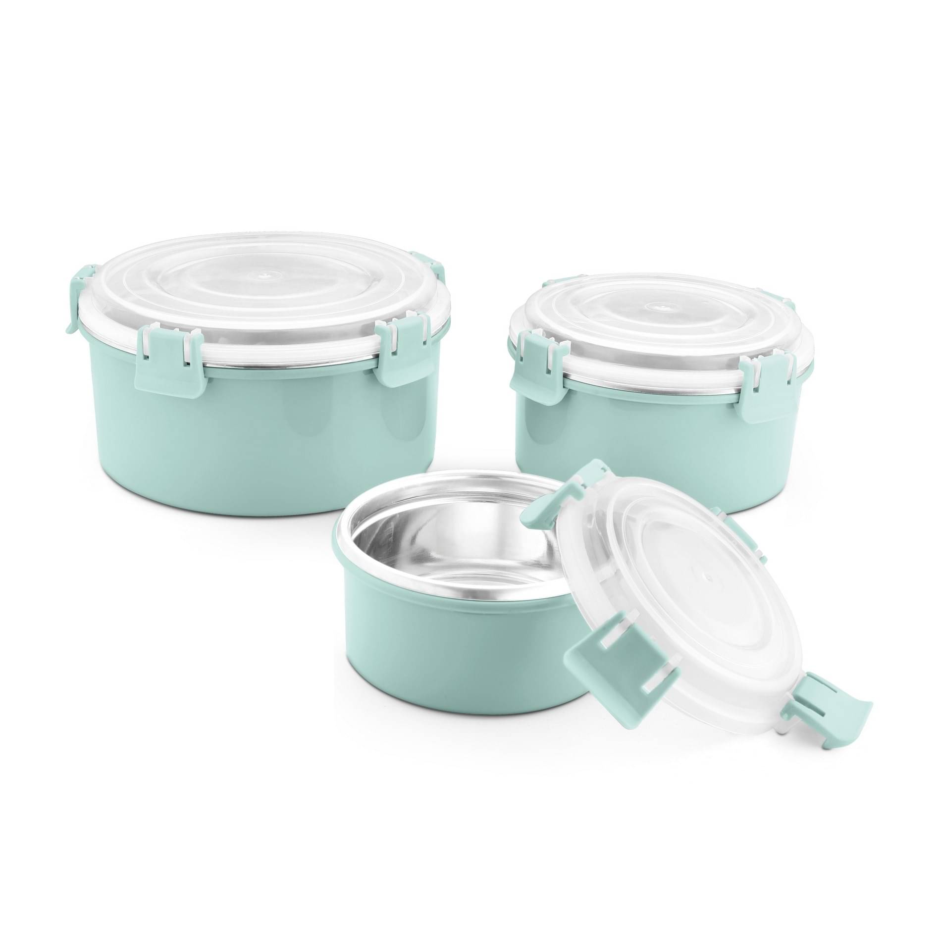     			Classic Essentials Klip Container Steel Blue Food Container ( Set of 3 )