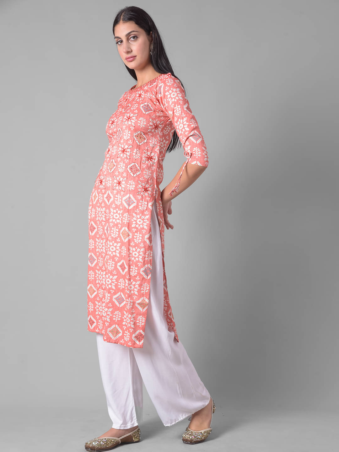     			Dollar Missy Cotton Blend Printed Straight Women's Kurti - Red ( Pack of 1 )