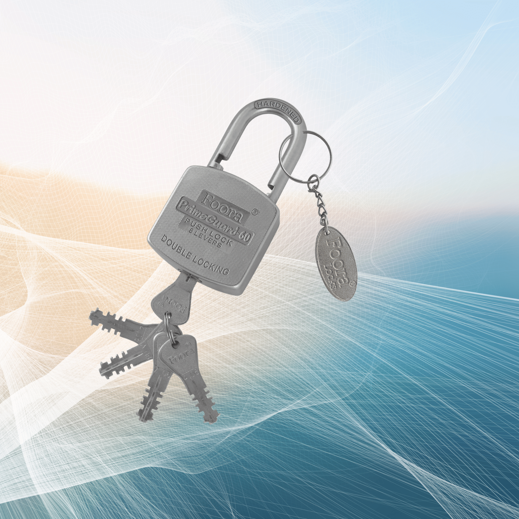 Foora PrimeGuard 60mm Push Padlock – 1 Lock with 5 Keys | 8 Lever Double Locking | Heavy Duty Metal Body | Zinc Lever | Keychain Included | Silver Finish | Doors & Shutters Foora PrimeGuard 60mm Push Padlock – 1 Lock with 5 Keys | 8 Lever Double Locking | Heavy Duty Metal Body | Zinc Lever | Keychain Included | Silver Finish | Doors & Shutters