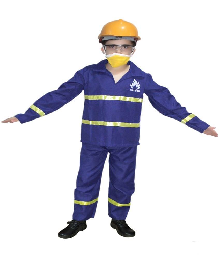 Kaku Fancy Dresses Our Community Helper Fire Fighter Costume for Kids | 3-4 Years | For Boys & Girls | Blue Kaku Fancy Dresses Our Community Helper Fire Fighter Costume for Kids | 3-4 Years | For Boys & Girls | Blue