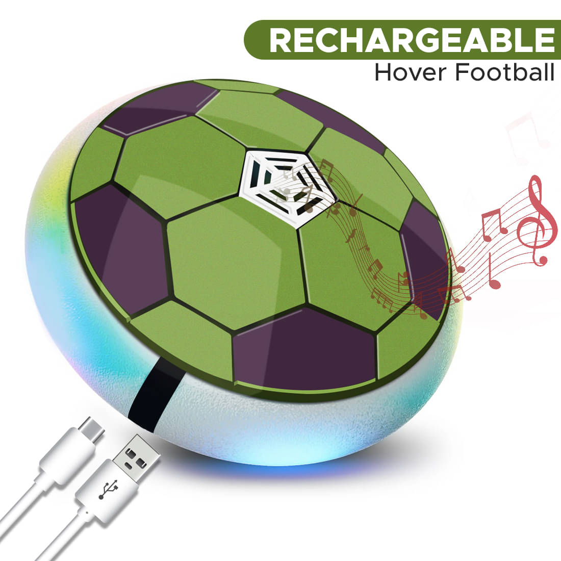     			C-Type USB Rechargeable Battery Powered Hover Football Indoor Floating Hoverball Soccer Air Football Smart Best Gift for Kids (Green)