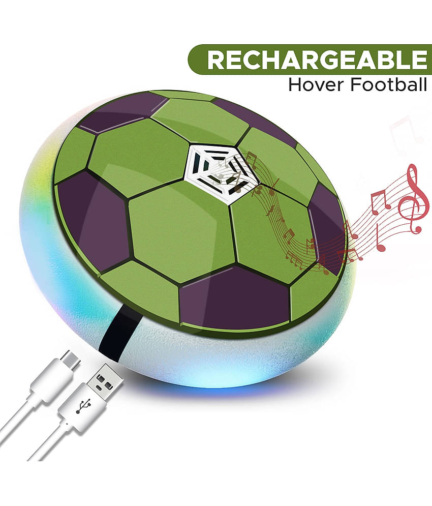 C-Type USB Rechargeable Battery Powered Hover Football Indoor Floating Hoverball Soccer Air Football Smart Best Gift for Kids (Green)